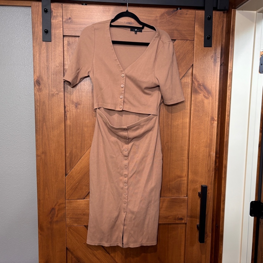 7 For All Mankind Tan Button-Down Dress